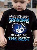 [100% Cotton T-Shirt] 100% Cotton Love Parent- Palm Print Boys T-Shirt - WHEN GOD MADE GRANDPAS HE GAVE ME THE BEST